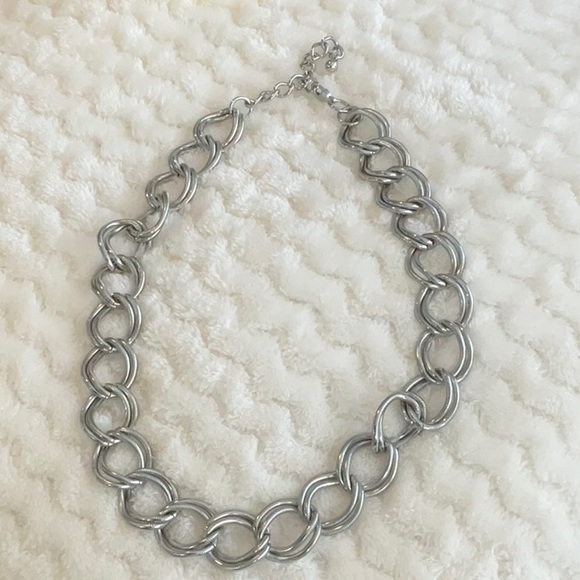 Chunky Silver Tone Chain Necklace - Picture 3 of 5